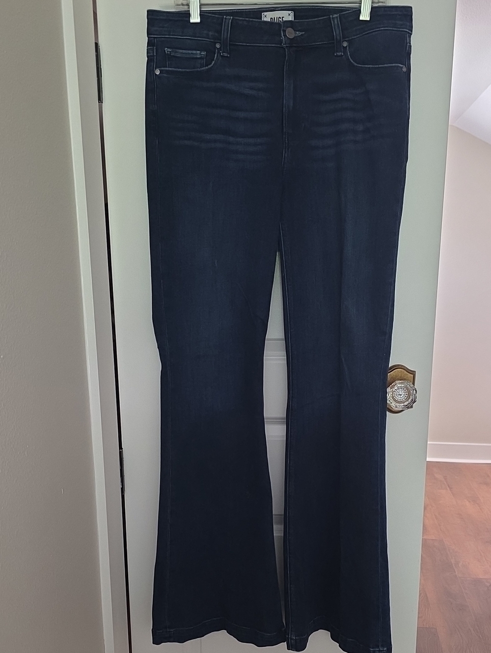 PAIGE Dark Indigo Wide-Leg Flare Jeans 32